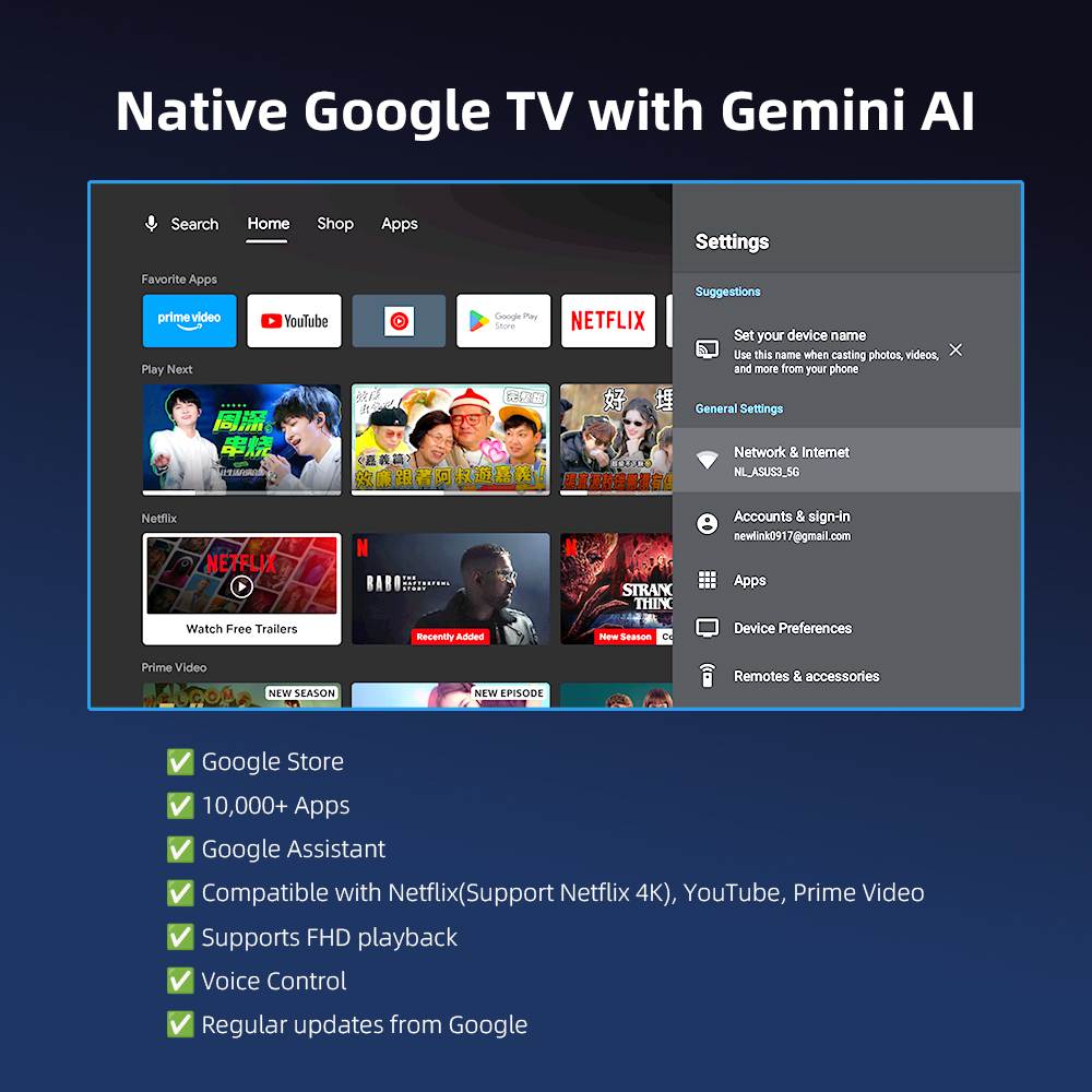 AUN A45 Pro Projector Android  - Netflix Home Cinema のレビューと価格