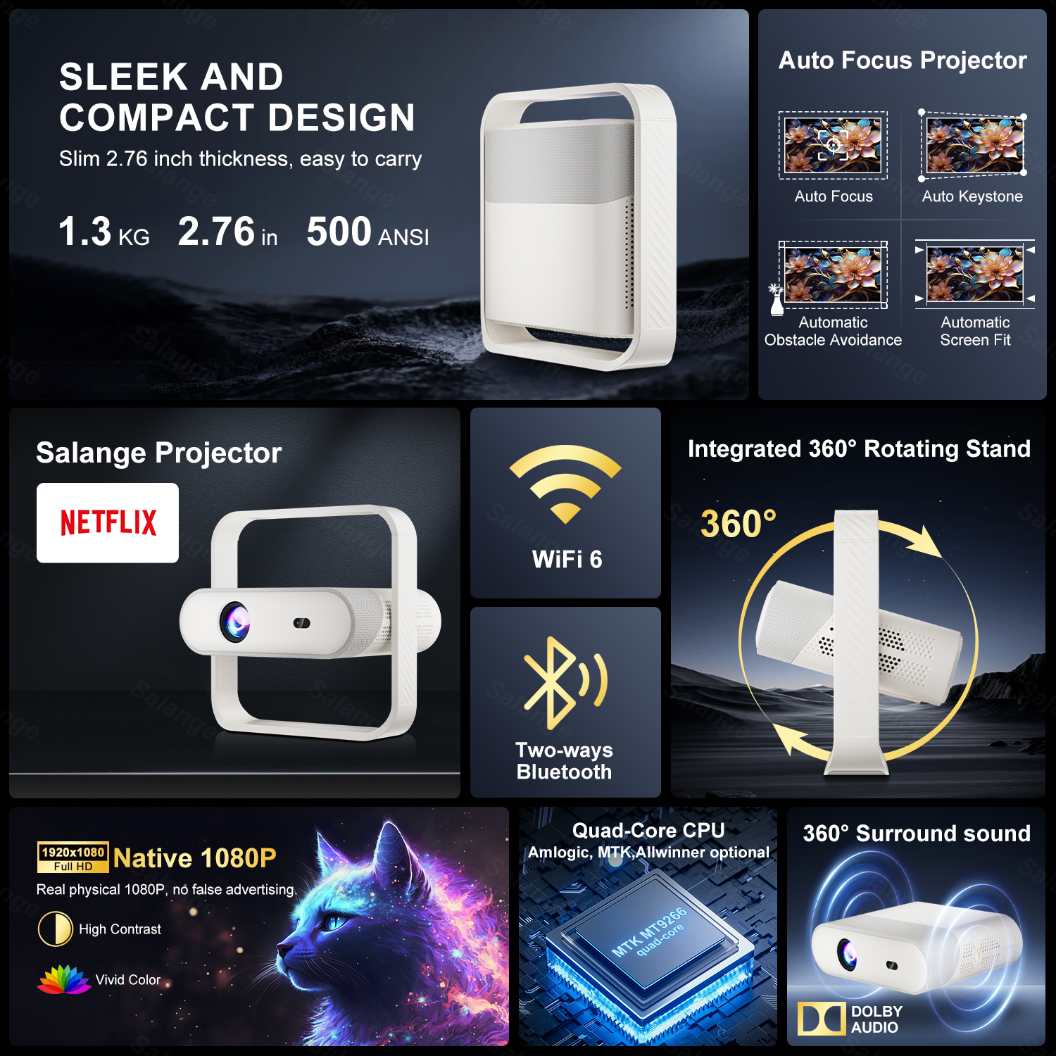 Salange 1080P Projector Netfli - Netflix Home Cinema のレビューと価格