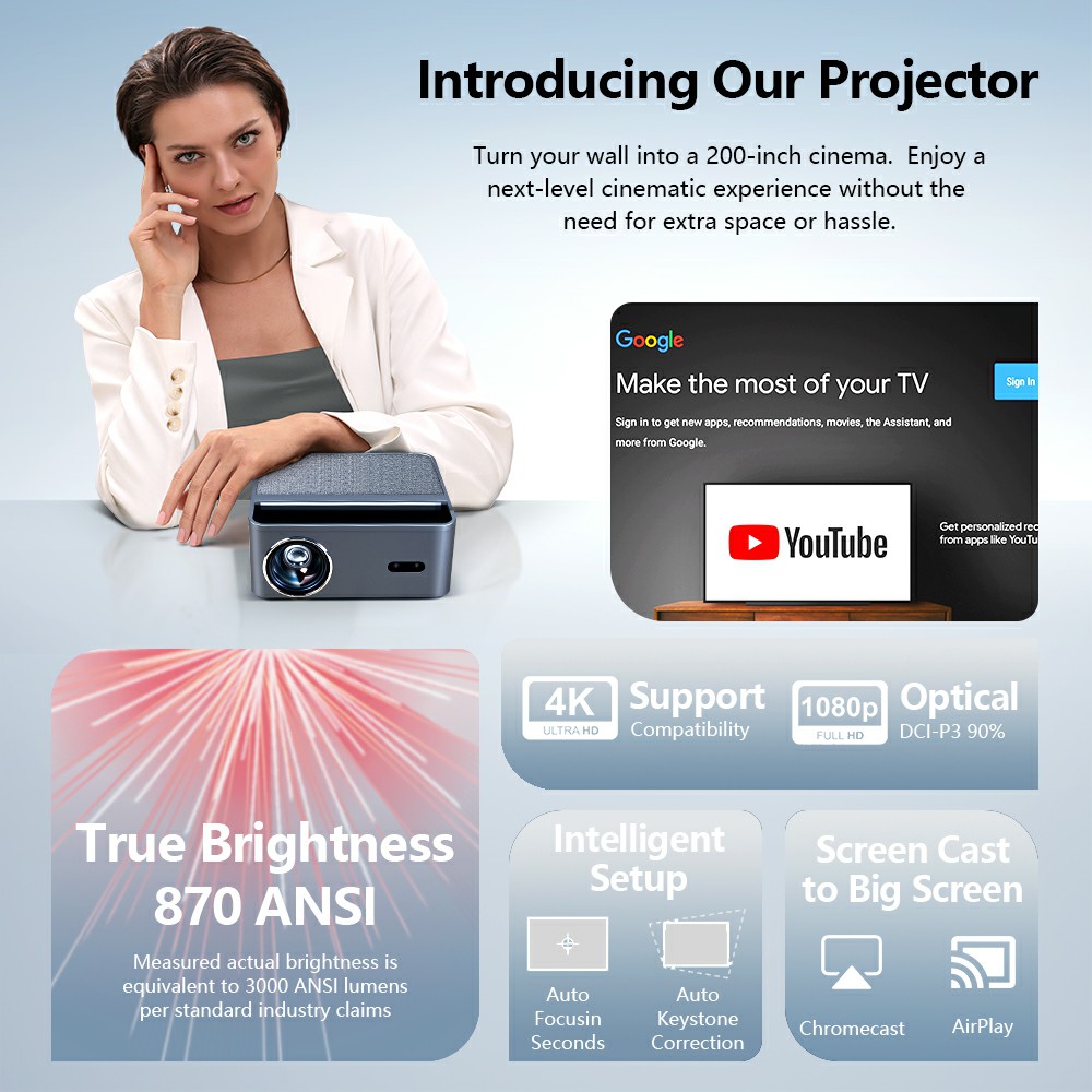AUN Projector Android Google T - Netflix Home Cinema のレビューと価格