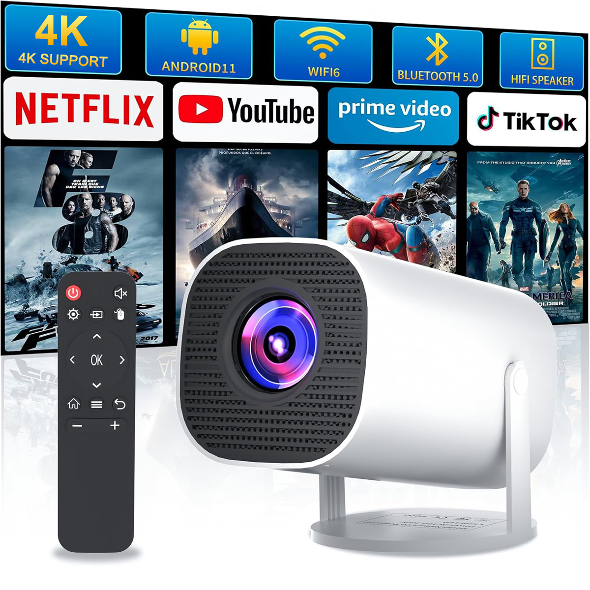 Mini Projector with WiFi & Blu - Home Cinema Gaming のレビューと価格