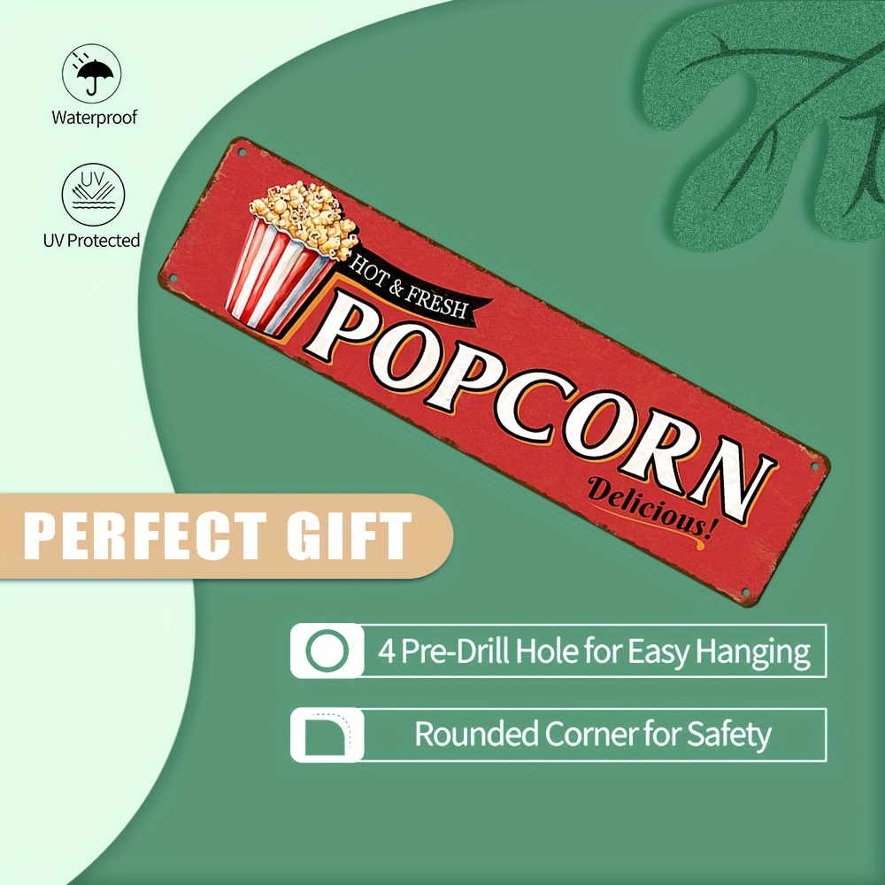 Vintage Aluminum Popcorn Sign  - Home Cinema Wall Design のレビューと価格